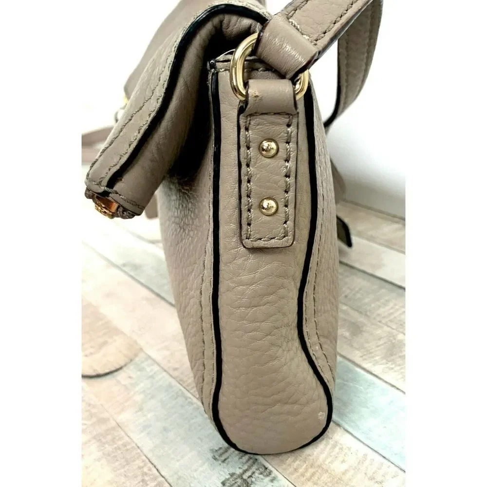 kate spade MUSHROOM BEIGE GENUINE LEATHER SMALL SHOULDER BAG HANDBAG CROSSBODY